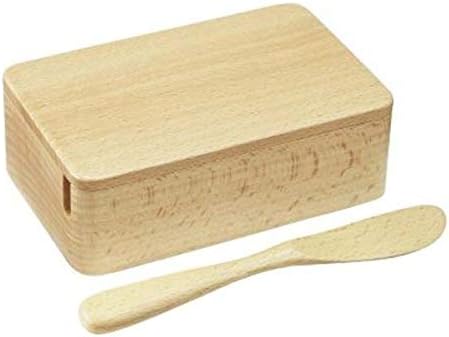 アルファックス Caixa de manteiga de faca de Beech Hollow, 15 × 9,7 × 5,3cm ナイフ: 17,5 × 2,7cm, grãos de madeira