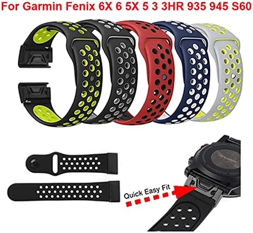 Ghfhsg 26 mm tiras de banda de relógio esportivo de 22mm para Garmin Fenix ​​7 7x pulseira de silicone de liberação rápida