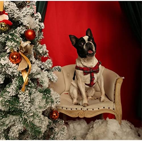 Arnês de cães de Natal da xadrez de algodão genérico com arco e colher de cachorro básico de cães de fivela ajustável suprimentos