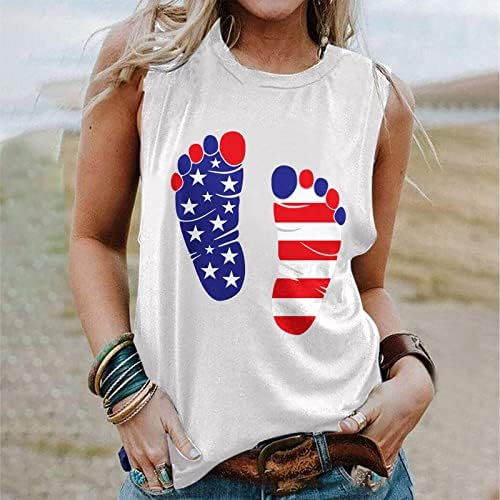 Tampas de bandeira americana de 4 de julho de 4 de julho para mulheres camisetas patrióticas tanques sem mangas de verão