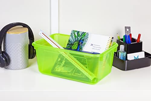 Storex pequenos caixotes de cubos-recipientes de armazenamento de plástico para sala de aula, 12,2 x 7,8 x 5,1 polegadas, Candy Green, 5-Pack