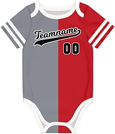 Babywen personalizada camisa de beisebol para bebês, nome de moda dividida e número unissex de roupas de bebê unissex