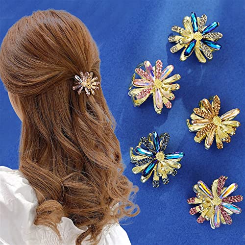 Taufe Hair Barrettes for Women Crystal Daisy Hairpin Grasping Clipe Sen Flower Bangs Clip Hair segurando a parte de trás