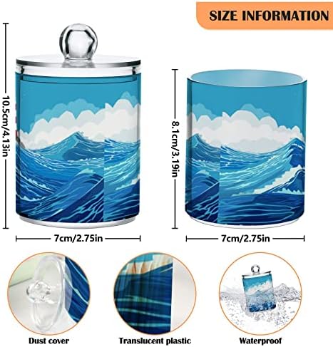 INNEWGOGO LIGHTHOUSE Oceano Mar de 2 pacote de algodão Dispensador Organizador de bola de algodão Recipientes de vidro de vidro