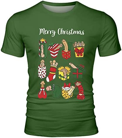 ZDDO Christmas Camisetas de manga curta para homens, figurões de impressão de Natal feio, treino gráfico engraçado