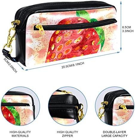 Bolsa de maquiagem de viagem sacos de maquiagem de bolsas de higieness à prova d'água para mulheres e meninas, adorável padrão de frutas de morango kawaii