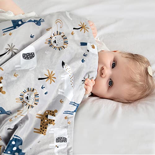 Cobertor de bebê Minky Boritar Minky para meninos e meninas, macio em camadas com apoio pontilhado, design de estampa