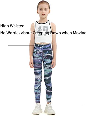 Meriabny Girls Active Leggings Leggings High Dance Dence Yoga Pants por 6-13 anos