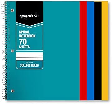 Basics College governou o caderno espiral de Wirebound, 70 folhas-5 pacote, cores sólidas variadas