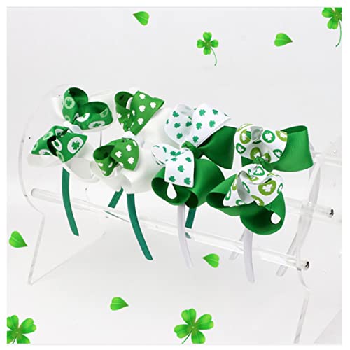 4pcs St. Patrick's Day Cabelo Cabelo/Bandas da cabeça Handmad Irish Green Shamrock HairBand Lucky Shamrock Clebs Costume Acessório para mulheres, meninas