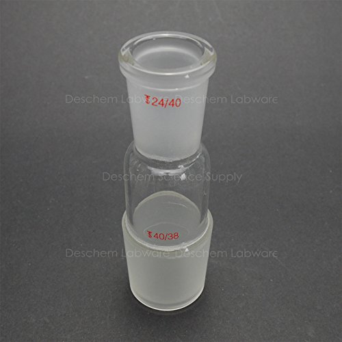 Adaptador de redução de vidro Deschem de 40/38 a 24/40, copos de laboratório