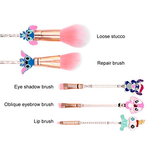 Kuasu Sailormoon Makeup Brush Conjunto com bolsa - pincéis cosméticos de ouro rosa com gemas de SailorMoon