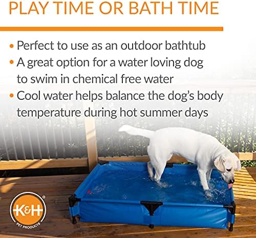 K&H Pet Products Pool de cães e banho de estimação azul x-grande 32 x 50 x 9 polegadas