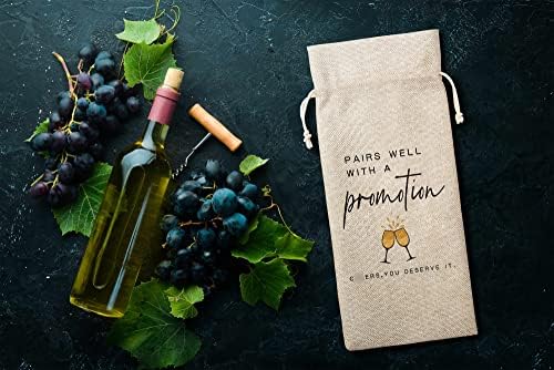 Promoção Gift Wine Bags - Bolsa de presente de vinhos de linho de algodão com cordão, presente de promoção de emprego,