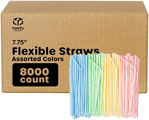 [400 pacote] Perto de plástico descartável flexível - 7,75 de altura - cores variadas listradas…