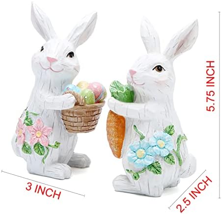 Hodao 2pcs Decorações de coelhinho da Páscoa Spring Páscoa Decores de coelho Figuras Decorações de comprimido para