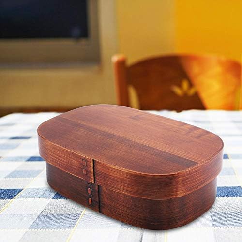Lancheira, caixa de bento de madeira, recipientes de almoço de madeira naturais vintage caixas de madeira de madeira experimentam