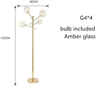 Yfqhdd lâmpada de piso moderno g4 lâmpadas de piso de vidro âmbar de vidro claro tom de vidro de vidro metal base de lâmpada de canto