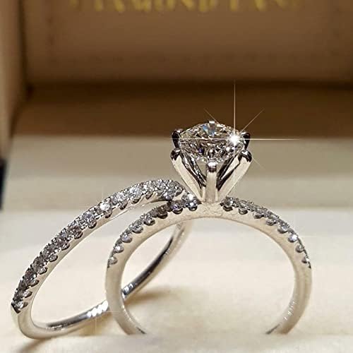 2pcs anel de água anel de zircão branco anel de cristal de cristal de casal cough moda casal ring anel de diamante
