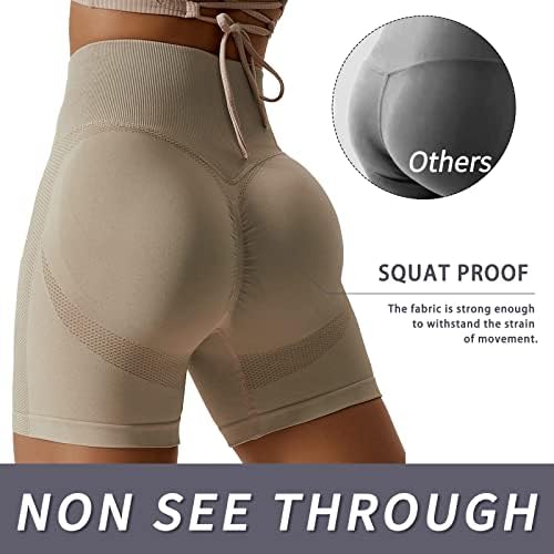 Shorts de scrunch sem costura para mulheres com cintura alta curta de bumbum shorts de exercícios de luta de ioga shorts