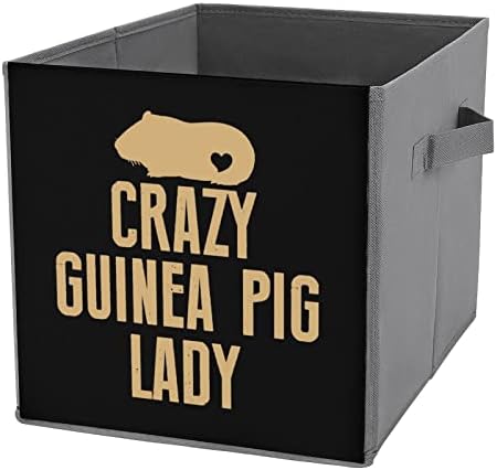 Crazy Guinea Pig Lady Lady Bins de armazenamento colapsável Organizador Organizer Trendy Fabric Storage Caixas Inserções Cubos de cubos 11 polegadas