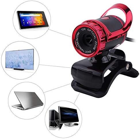 Câmera de webcam em HD, USB 2.0 12m Pixels Clip-on Webcam PC Camera com suporte rotativo HD 360 ° e microfone embutido