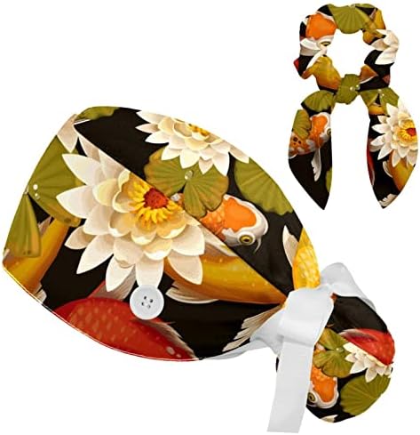 Guindastes japoneses Banta de trabalho de flor com botões, chapéu de esfoliação longa com cabelo arco -arco de cavalo rabo de cavalo