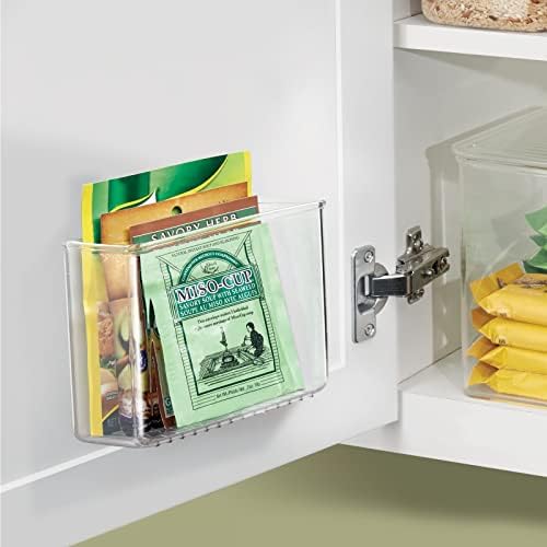 Mdesign adesivo plástico Montagem Organizador de armazenamento Recipiente para cozinha ou despensa Organização da parede - suporte