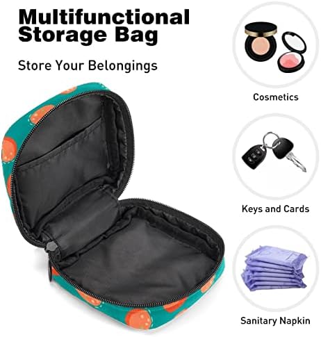Bolsa de armazenamento de guardanapos sanitários de oryuekan, bolsas de zíper menstrual reutilizável portátil, bolsa de armazenamento de tampões para mulheres meninas, cartoon frutas laranja adorável