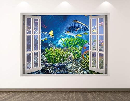 West Mountain Aquarium Wall Decaling Art Decor 3d Window Ocean Animal Stick Mural Kids Room Presente Personalizado BL173