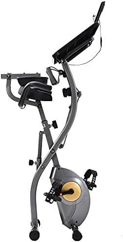 Bicicleta de bicicleta de exercício dobrável Bicicleta estacionária 8 níveis Resistência magnética ajustável com confortável portador de comprimido de almofada de assento