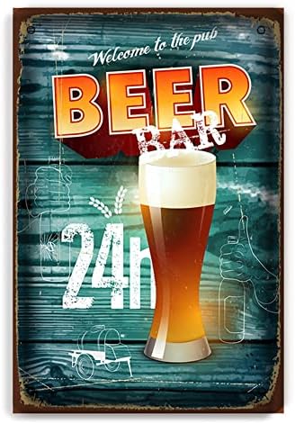 Tin Sign Poster Metal Vintage Wall Decor Beer, para restaurantes de pub Cafe Club Plate Man Cave Wall 8x12 polegadas
