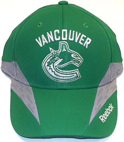 Reebok Vancouver Canucks NHL Practice St. Pats Flex Hat - S/M - M533Z Green, Gray