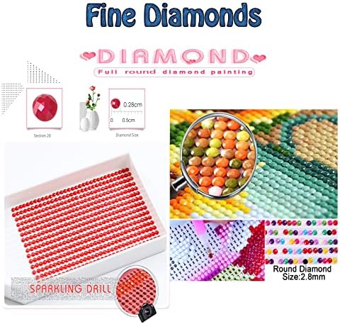 Kits de pintura de diamante para adultos, Fall Diamond Art Kids Iniciante Diy 5D Paint by Numbers, Exercícios completos Diamons redondos