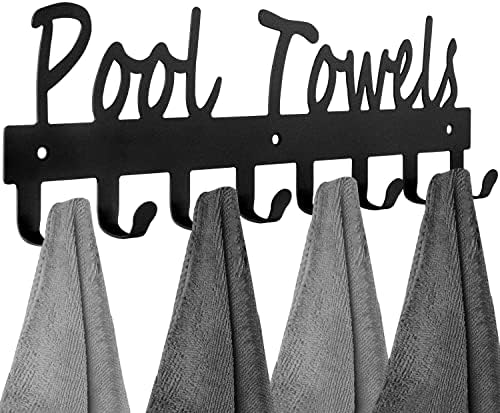Ganchos de toalha de piscina para o banheiro Montagem de parede Toalha Towel Racker Organizador de aço carbono Organizador Indoor Outdoor para roupão, toalha, casaco, maiô, guarda -chuva, bolsa, chaves