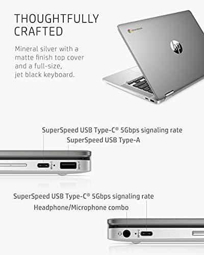 HP Chromebook X360 14 Laptop, Processador Intel Celeron, 4 GB de RAM, 32 GB Emmc, 14 ”HD, Chrome OS, Webcam & Dual Mics, trabalho, entretenimento, escola, longa duração da bateria