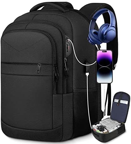 Mochila laptop de viagem LAPSONO, Durável Backpack Durável de Carry On Travel On Travel, TSA Flight Aproved Carry On Backpackanti-roubo USB School