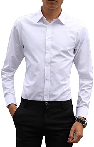 Camisa masculina de cor de cor sólida de cor sólida
