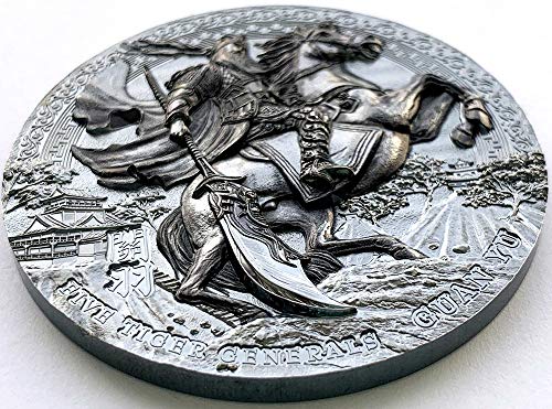 2020 DE Five Tiger Generals Powercoin Guan Yu 3 oz Moeda de prata 5 $ niue 2020 3 oz Prova