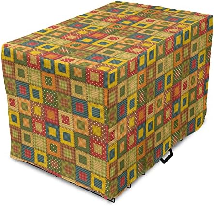 Capa de caixas de cachorro de cabine lunarável, geométrica tradicional acolchoado de bolinhas xadrez de bolinhas de