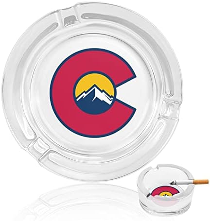 Centennials do Colorado logotipo bandeja de cinzas de vidro redonda capa de cinzas de cinzas para decoração de mesa
