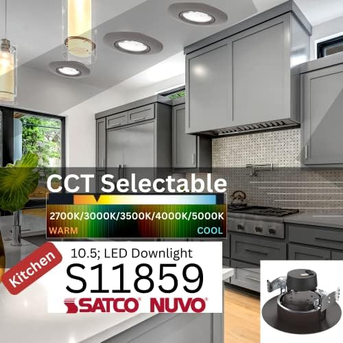 SATCO S11859; 10,5 watt; LED Direct Wire Downlight; Gimbaled; 120 volts; CCT selecionável 2700K/3000K/3500K/4000K/5000K, CRI 90+;