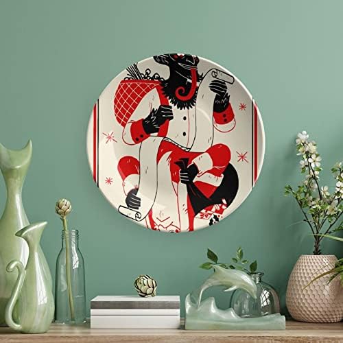 Merry Krampus Goatceramic Decorative Plate com Stand Bone China Plate para casa de estar em casa cozinha