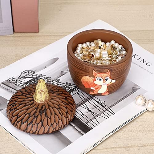 Caixa de joias decorativas Hipiwe Small Pinecone Caixa de lembrança com encantador esquilo organizador de jarras de jarras de jarras de esquilos para brincos de anel moedas de doces e pequenas coleções