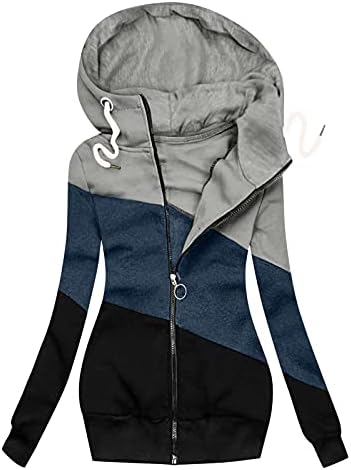 Jaquetas leves do Nokmopo para mulheres com zíper casual de moda feminina combina com o casaco de cordão de manga longa