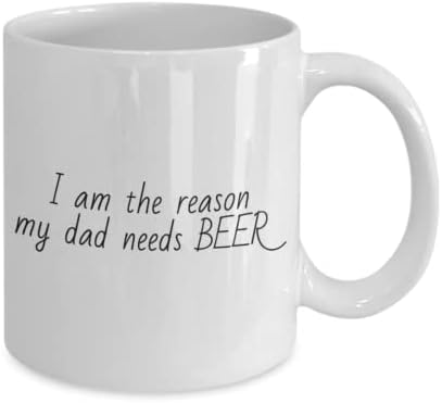 Caneca engraçada 11oz - eu sou a razão pela qual meu pai precisa de cerveja - homens, pai, filho, filha, filhos, café