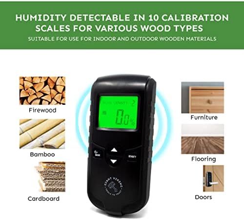 Medidor de umidade sem pinos para detecção de umidade de madeira não destrutiva | Ferramenta de detector de vazamento de água | Medidor de umidade digital inteligente | A tecnologia de ondas eletromagnéticas de HF detecta a umidade da madeira sem danos