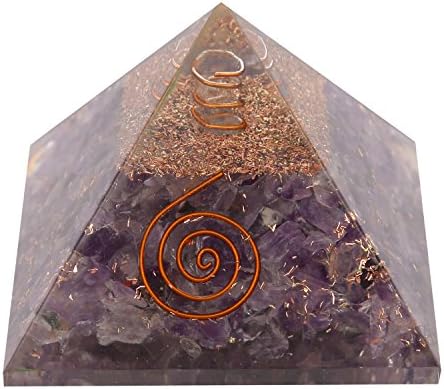 5Elementos Pirâmide orgona de ametista para proteção Chakra de proteção EMF Meditação com cristal e cobre