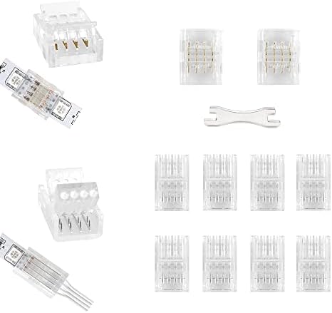 Conectores sem soldas de faixa de solda de solda LED RGB de 4 pinos, clipes de luz de fita LED sem gaple