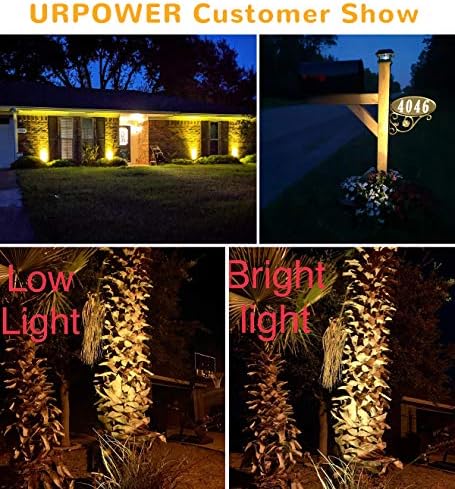 Luzes solares Urpower Luzes ao ar livre, luzes solares ajustáveis ​​ao ar livre, 2-em 1 Solar à prova d'água Spotings Spotlights+Luzes